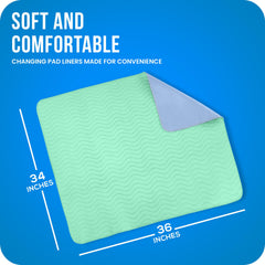 Waterproof-backed bed pad on sofa with green color, close view.