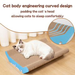 UUig cat scratcher cardboard bed angled view shows lounging option.