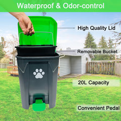 UUIXXYG foot-pedal operation shown for hands-free waste disposal.