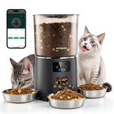 Vacqueen automatic cat feeder front view with easy-access control panel for precise portions.