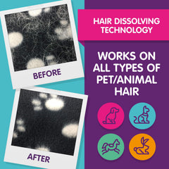 Vamoosh Pet Hair Dissolver odor removal effect on pet bedding in wash