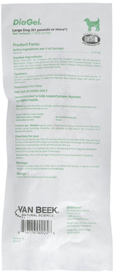Van Beek DiaGel dog gel 5 mL syringe for easy administration and quick gut support.