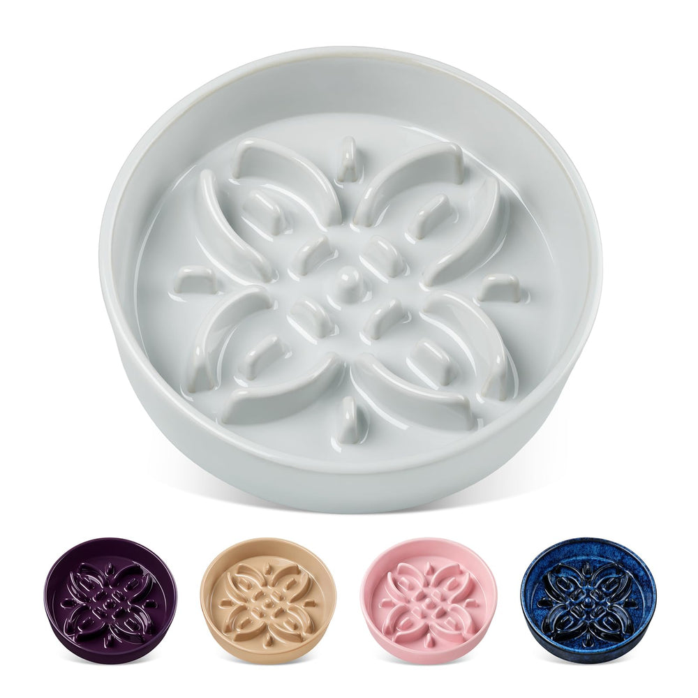 Vancasso floral maze slow-feeder bowl slows meals for small dogs.