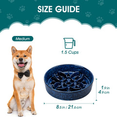 Vancasso slow feeder dish blue side view highlights stable, anti-slip base.