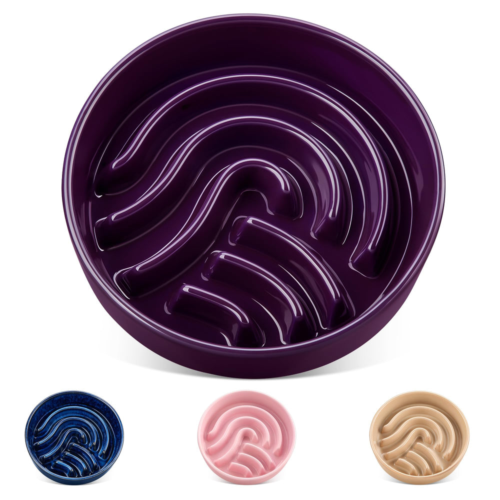 Vancasso slow feeder bowl with maze design promotes slower eating for better pacing.