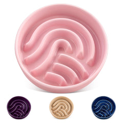 Vancasso slow-feeder pink bowl with 1.5-cup capacity for steady meals.