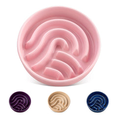 Vancasso slow feeder dog bowl pink front view for calmer meals
