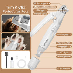 Vankoo ceramic fur trimmer on paws for gentle hair removal.