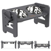 Vantic elevated bowls stand with six-height adjustability for growing pets.