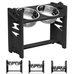 Vantic elevated dog bowls stand with two stainless steel bowls for large dogs.