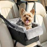 VavoPaw dog car seat center-console front view showing secure placement for small dogs