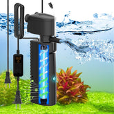 VCRAZE UV light-equipped filter enhances water clarity and tank aesthetics.