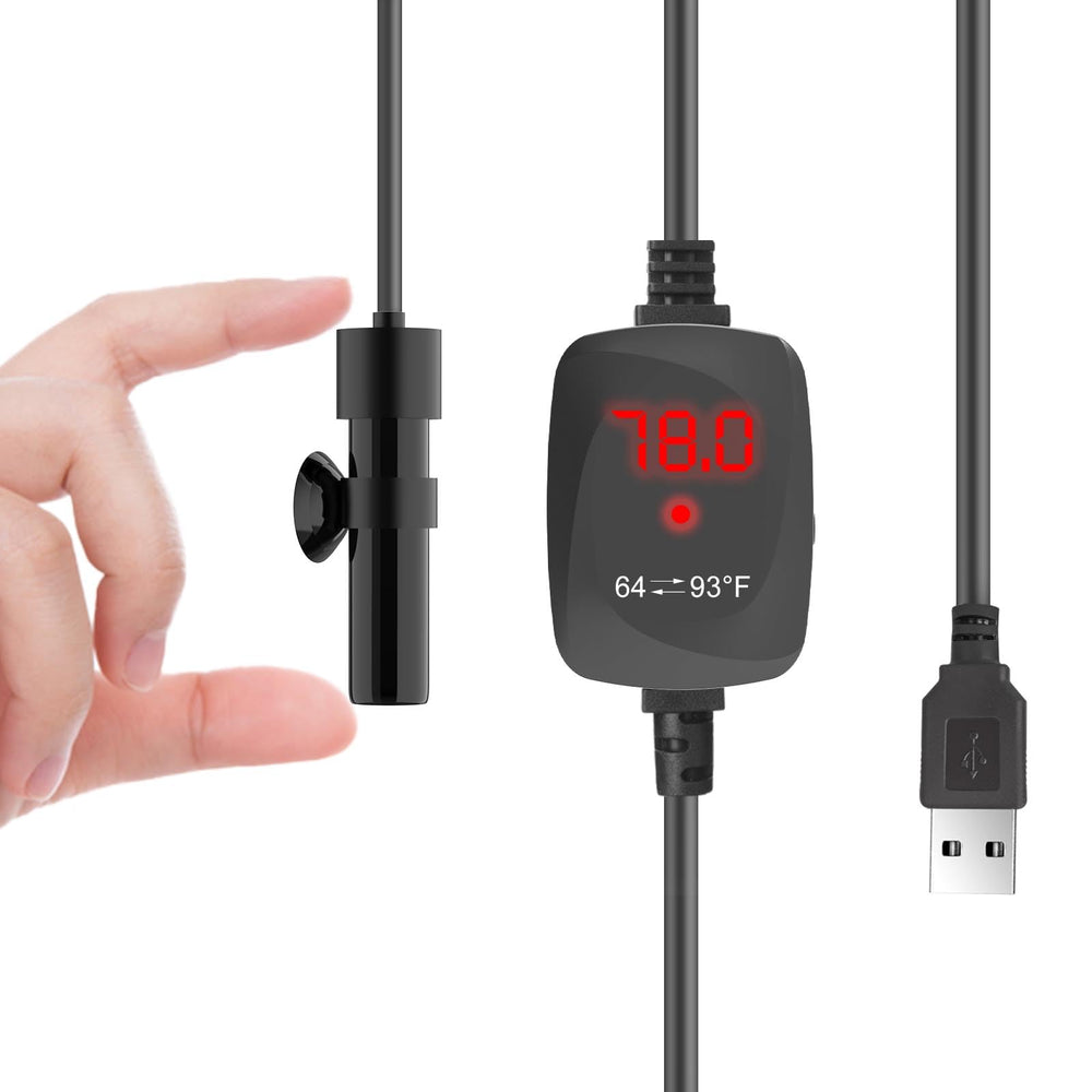 VCRAZE mini aquarium heater with digital display for precise nano-tank warmth.