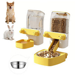 VE ThalasynTech hanging feeder and waterer attached to cage for easy outside refilling.