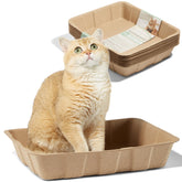 Vealind disposable litter box for cats, cardboard tray, clean and hygienic.