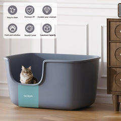 Vealind litter box non-stick coating grey, simplifies cleaning and scooping
