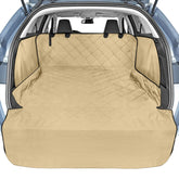 Veckle SUV cargo liner with side flaps protects wheel wells and fur.