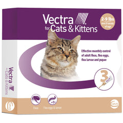 Vectra Small Cat application tip demonstrates easy skin application for fast flea protection.