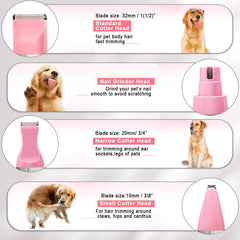 Veeconn cordless pet trimmer pink handle enables freedom to groom anywhere.