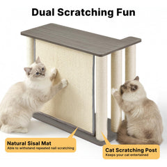 Veehoo couch protector shows integrated scratch posts for healthy cat scratching.