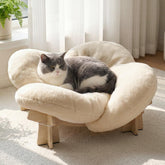 Veehoo modern elevated flower bed with petal design provides stylish lounging for indoor cats and small dogs.