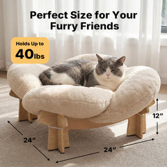 Veehoo petal-shaped elevated bed provides secure, supportive lounging for cats and small puppies.
