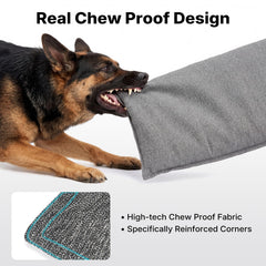Veehoo reinforced stitching detail for durability in busy, chewer-prone crates.