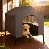 Veehoo 41-inch dog house outdoor-elevated design keeps pets dry and comfortable.