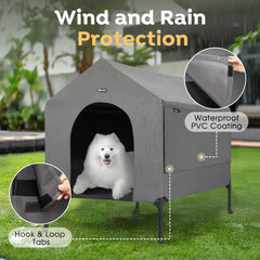 Veehoo 41-inch dog house waterproof-cover protects from wind and rain.