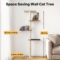 66-inch tall Veehoo cat climber showing assembly setup