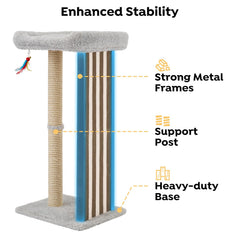 Veehoo plush top perch on a tall cat scratching post
