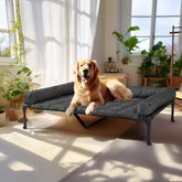 Veehoo cooling elevated dog bed front view with breathable mesh for cooling