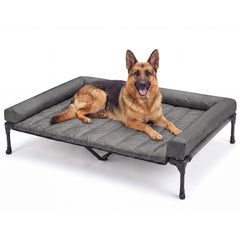 Veehoo cooling elevated dog bed—top view; roomy lounging space.