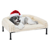 Veehoo elevated dog bed with bolster front view for secure lounging