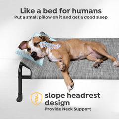 Veehoo Original headboard design elevates support for dogs.