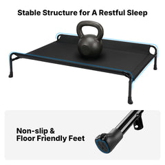 Anti-slip feet keep the bed steady and floors protected.