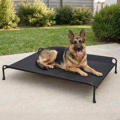 Veehoo outdoor dog bed with raised frame for elevated comfort on any surface.