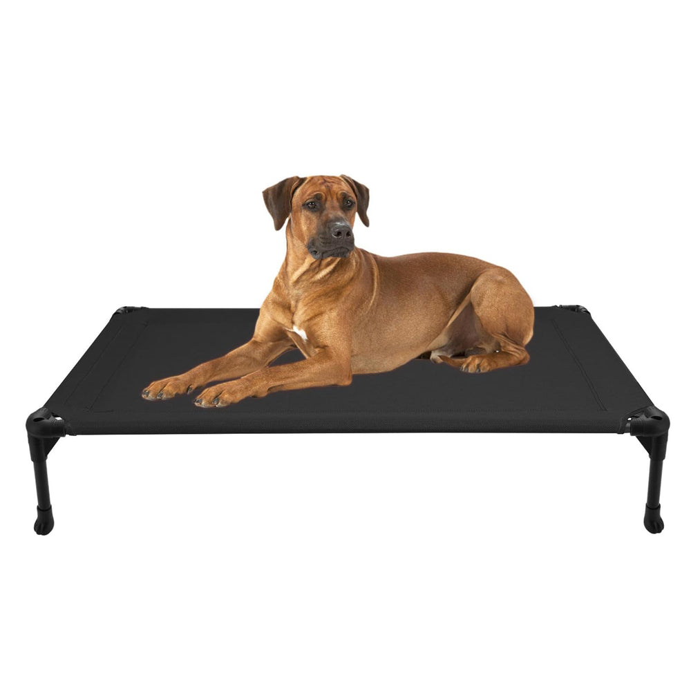 Veehoo 42x30 outdoor elevated bed for large breeds, strong and spacious.