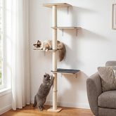 Veehoo wall-mounted cat tree with large perches for elevated viewing and naps
