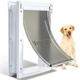 Vegeggs large dog door installed in wood doorway showing easy setup with template