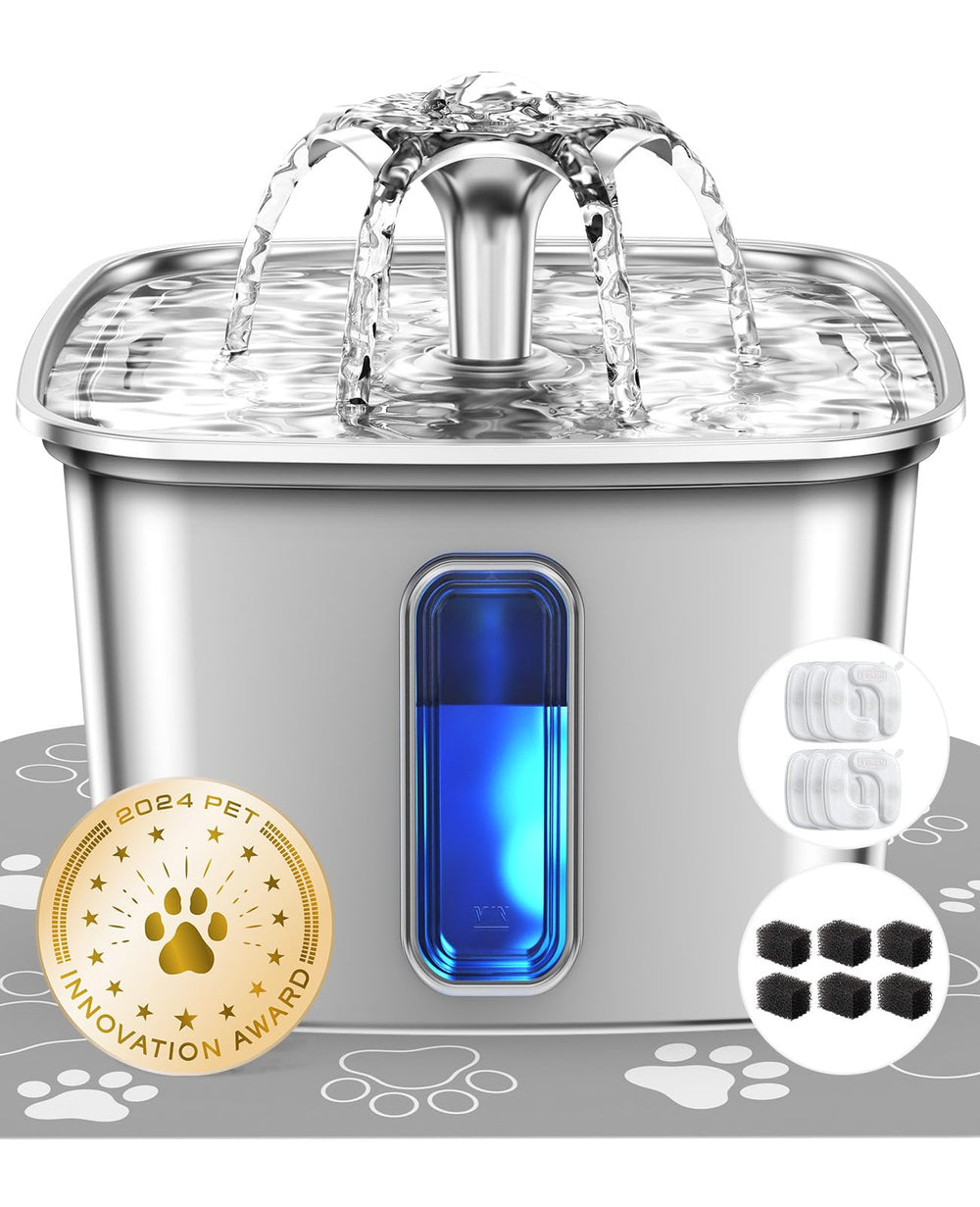 Veken stainless steel cat water fountain assembly shows easy setup and durable materials