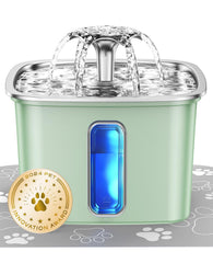 Veken stainless steel fountain showing full 108oz capacity for steady hydration.