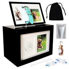 VELABER Pet Urn for Dogs front view shows large capacity for medium to large dog ashes