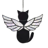 Velasyart angel rainbow wing suncatcher in black, creates a warm memorial glow through sunlight.