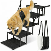 VERALUX Dog Stairs five-step foldable design aids safe car entry for large dogs.