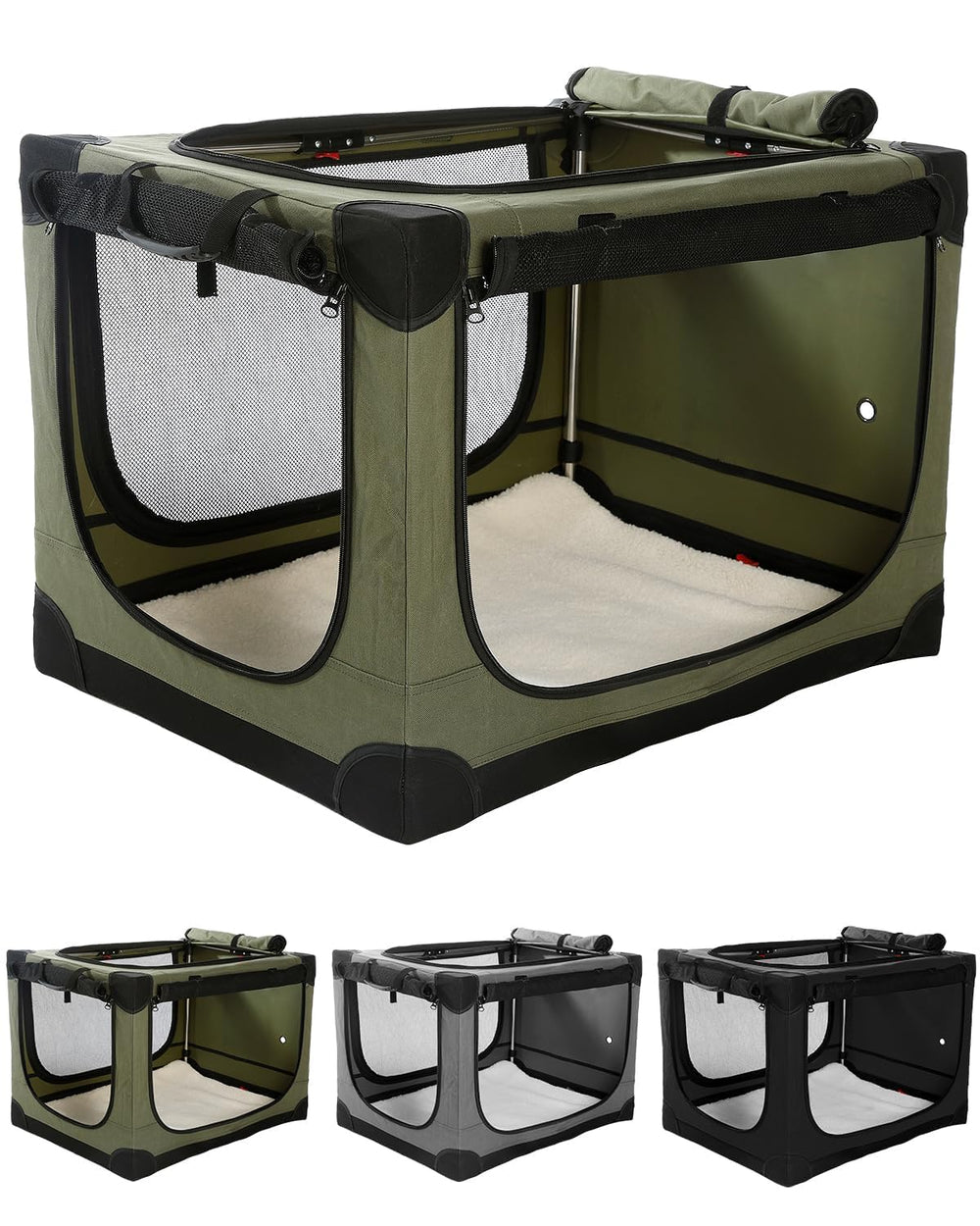 Veraste 42-inch collapsible travel dog crate front view showing spacious space for large dogs