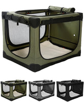 Veraste collapsible travel dog crate ready for car trips and quick setup.