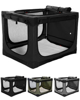 Veraste collapsible travel dog crate front view, quick setup for road trips.