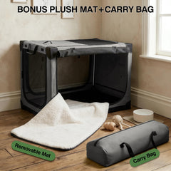 Veraste travel dog crate folded-storage-bag demonstrates compact portability after trips