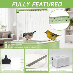 Verdria USB-powered bird shower ensures quiet, ready-to-use operation for daily baths.